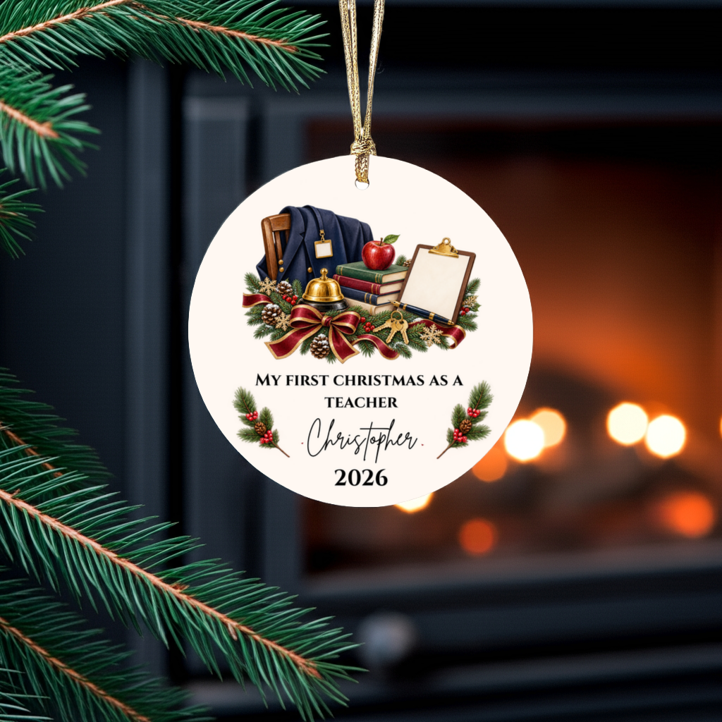 Personalized Teacher Christmas Ornament, First Christmas as a Teacher Gift, Custom Teacher Name Ornament, Teacher Appreciation Keepsake