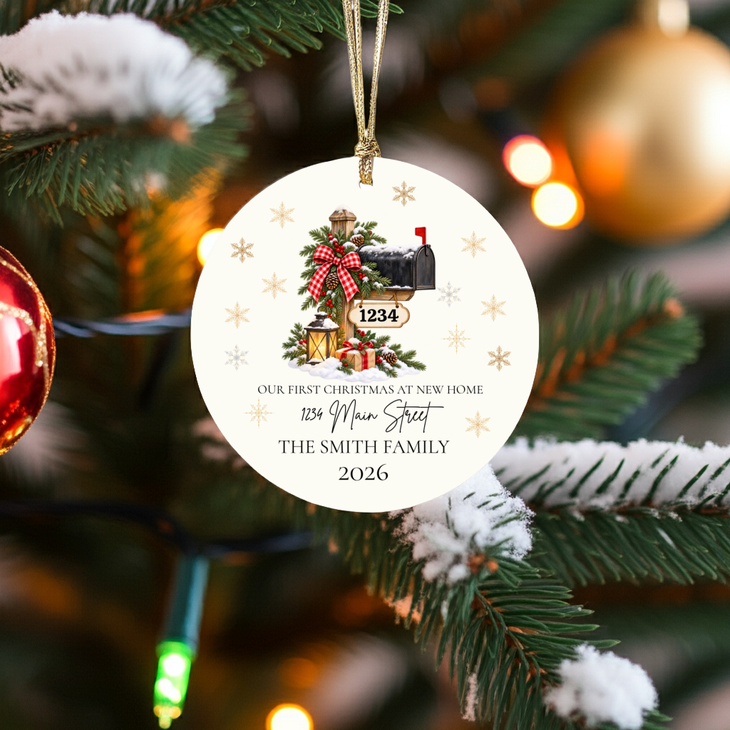Personalized First Christmas in New Home Ornament, Custom Address Mailbox Christmas Decoration, New Homeowner Gift, Housewarming Keepsake