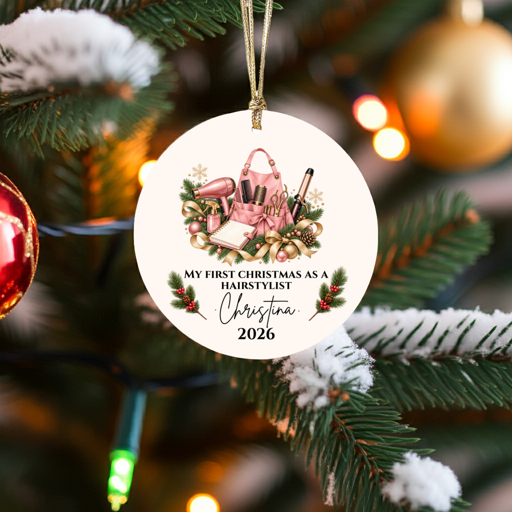 Personalized Hairstylist, Barber Christmas Ornament, First Christmas as a Hairdresser, Custom Hair Stylist Gift, Cosmetologist Graduation Keepsake