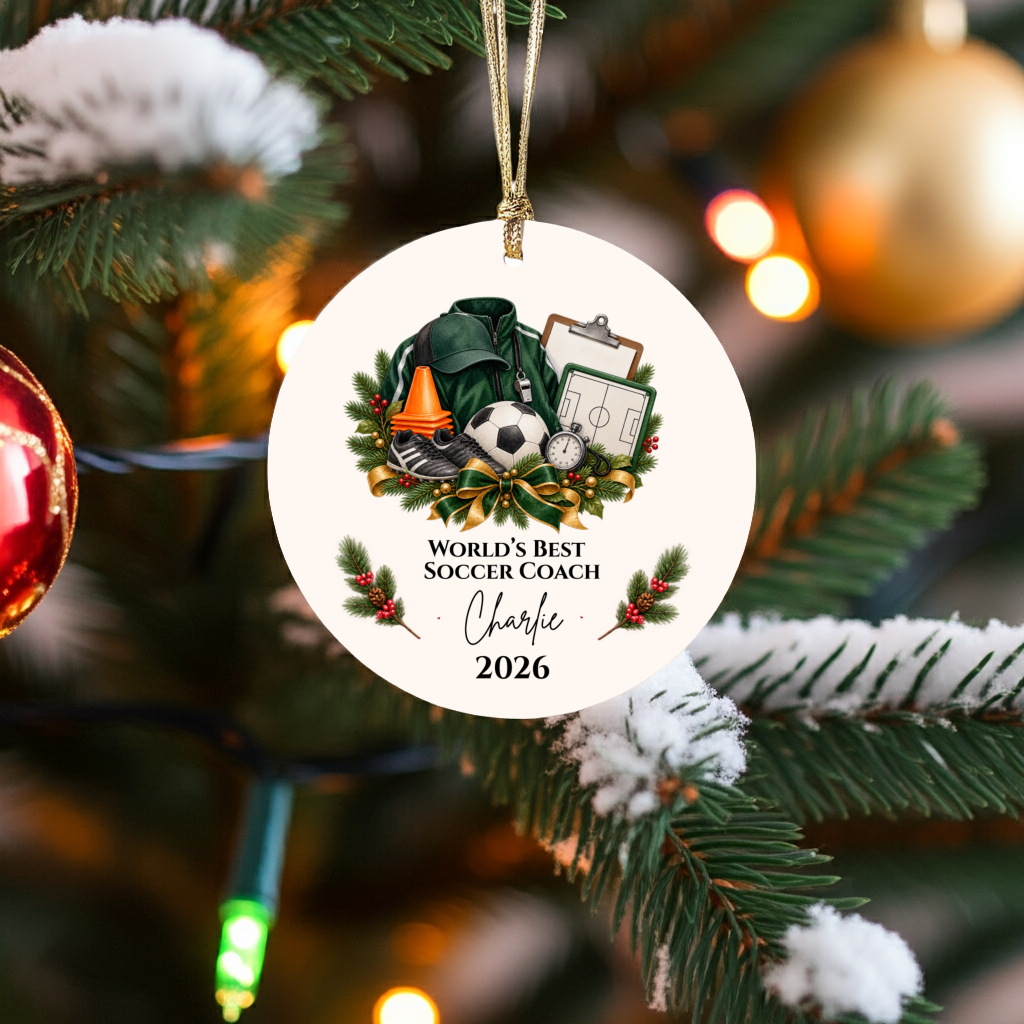 Personalized Soccer Coach Ornament, Custom Football Coach Christmas Gift, Coach Appreciation Gift for Men Women, Name Year Keepsake