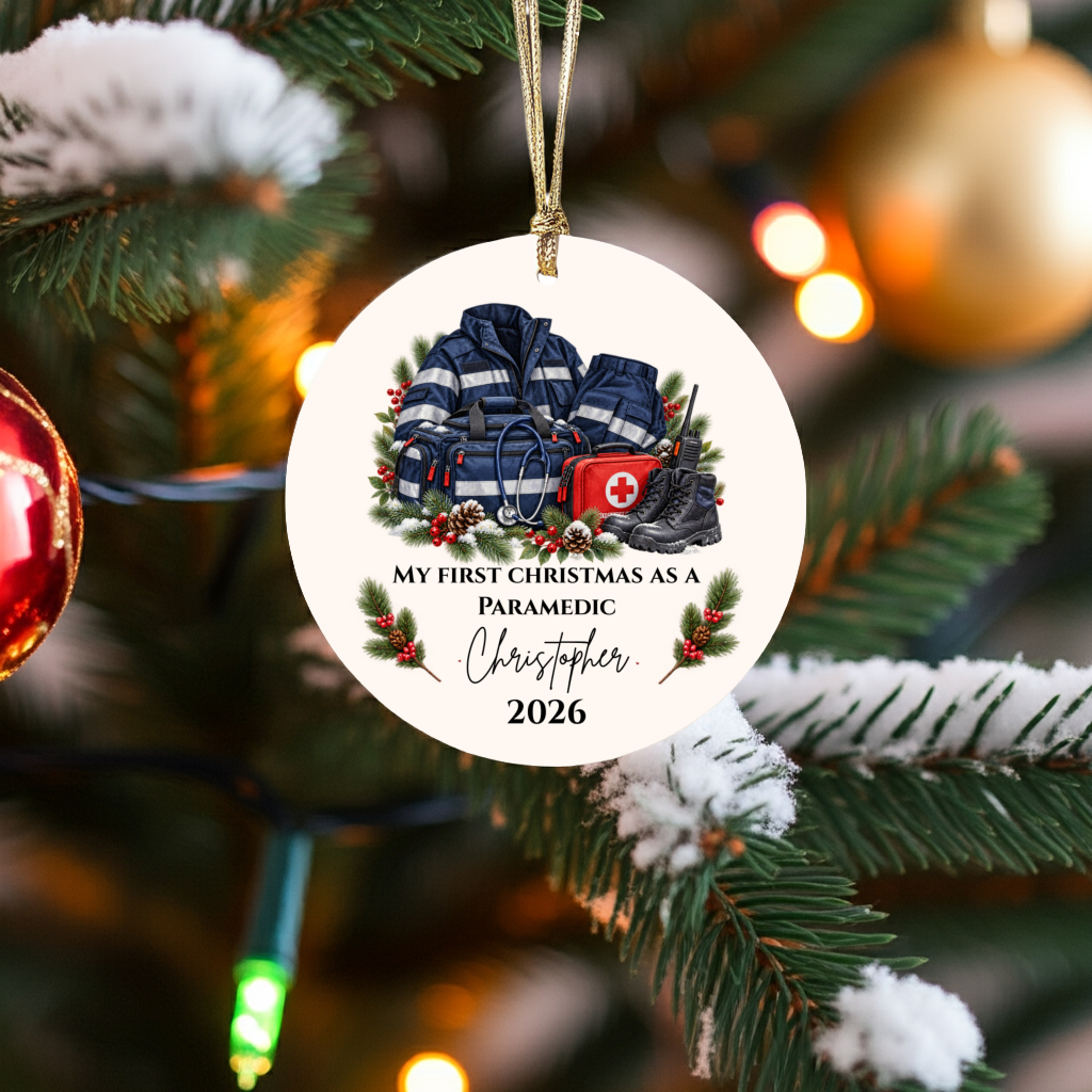 Personalized Paramedic Christmas Ornament, Custom EMT Gift, First Christmas as a Paramedic, EMS First Responder Appreciation Keepsake