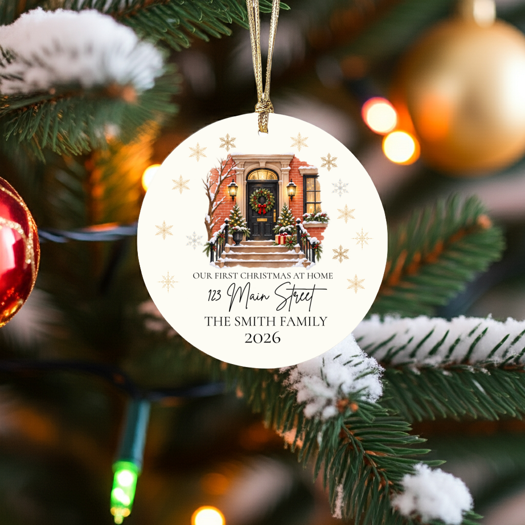 Personalized First Christmas in New Home Ornament, Custom Address Christmas Ornament, New Homeowner Gift, Family Housewarming Keepsake