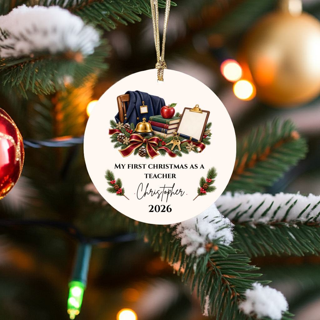 Personalized Teacher Christmas Ornament, First Christmas as a Teacher Gift, Custom Teacher Name Ornament, Teacher Appreciation Keepsake