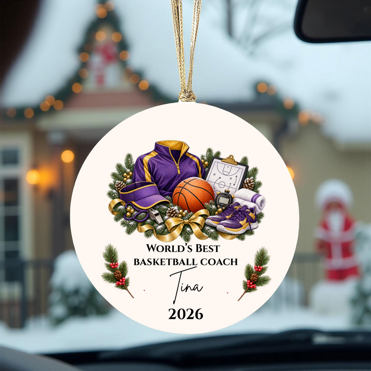 Personalized Basketball Coach Ornament, Basketball Coach Christmas Gift for Men Women, Custom Name Year, Coach Appreciation Gift