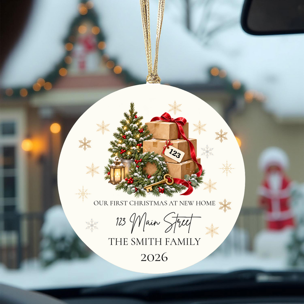 Personalized First Christmas in New Home Ornament, Custom Address Christmas Decoration, Moving Boxes Ornament, New Homeowner Housewarming Gift