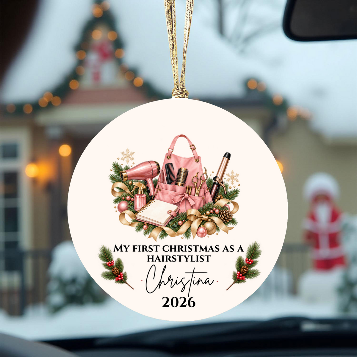 Personalized Hairstylist, Barber Christmas Ornament, First Christmas as a Hairdresser, Custom Hair Stylist Gift, Cosmetologist Graduation Keepsake