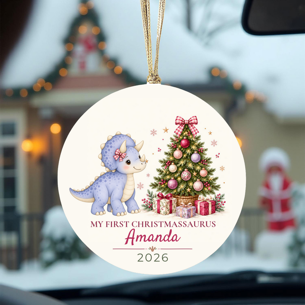 Dinosaur Personalized Christmas Ornament, Baby 1st 2nd 3rd Christmas, Custom Name Year, Cute Christmassaurus Gift