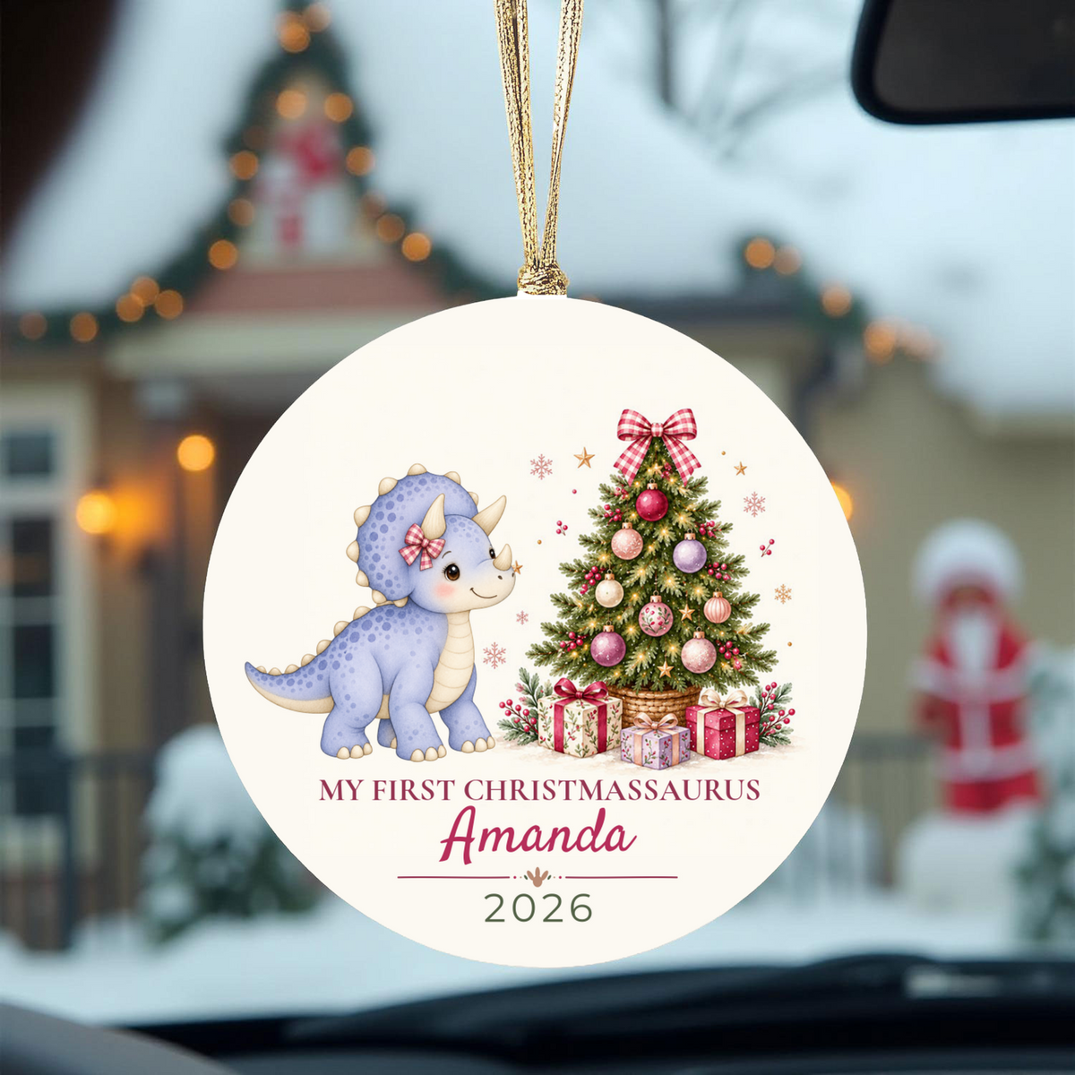 Dinosaur Personalized Christmas Ornament, Baby 1st 2nd 3rd Christmas, Custom Name Year, Cute Christmassaurus Gift