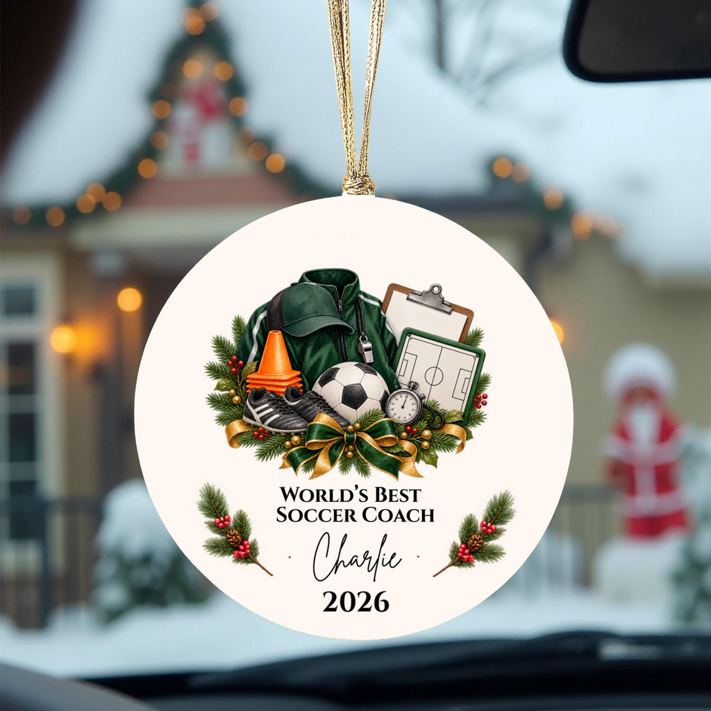 Personalized Soccer Coach Ornament, Custom Football Coach Christmas Gift, Coach Appreciation Gift for Men Women, Name Year Keepsake