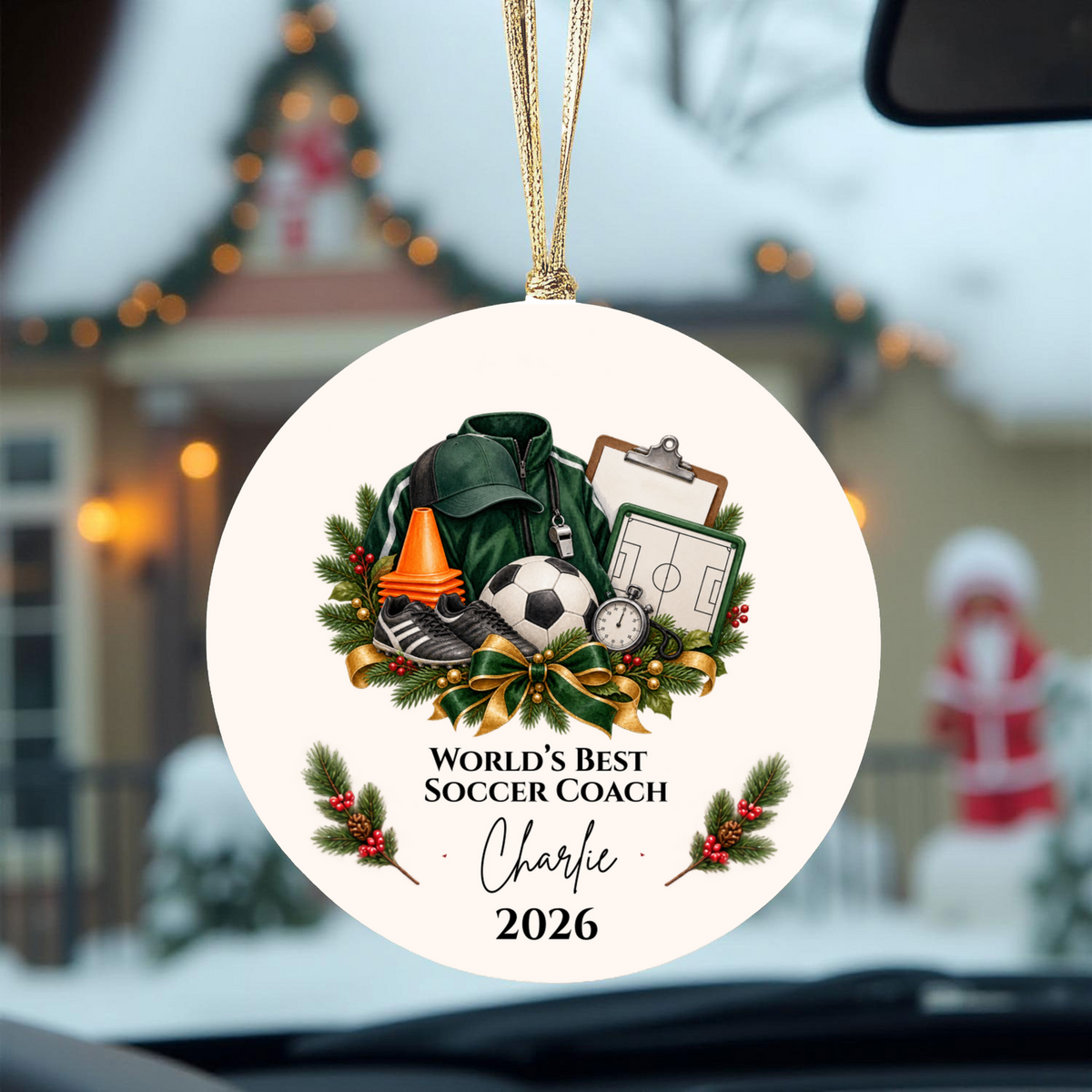 Personalized Soccer Coach Ornament, Custom Football Coach Christmas Gift, Coach Appreciation Gift for Men Women, Name Year Keepsake
