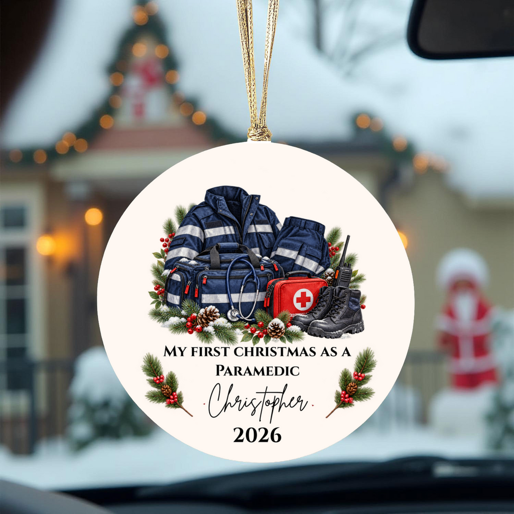 Personalized Paramedic Christmas Ornament, Custom EMT Gift, First Christmas as a Paramedic, EMS First Responder Appreciation Keepsake