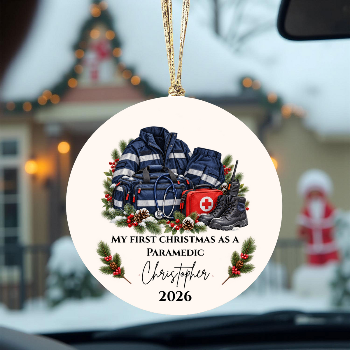 Personalized Paramedic Christmas Ornament, Custom EMT Gift, First Christmas as a Paramedic, EMS First Responder Appreciation Keepsake