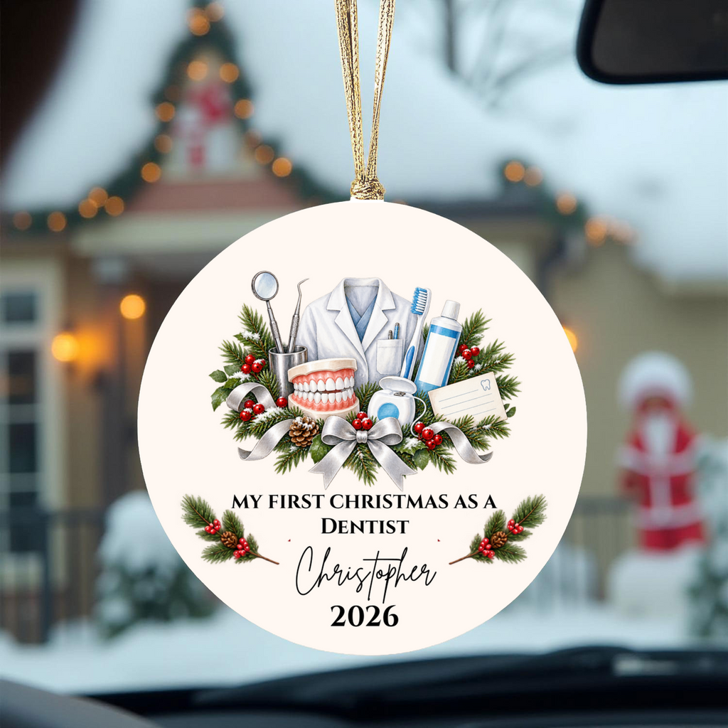 Personalized Dentist Christmas Ornament, First Christmas as a Dentist, Dental School Graduation Gift, Custom Dentist Name Ornament