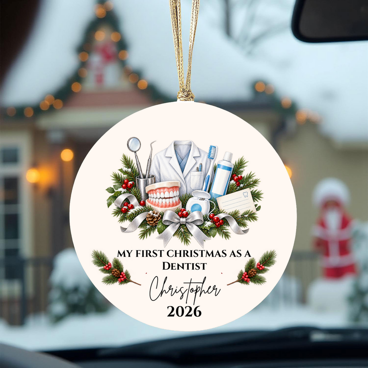 Personalized Dentist Christmas Ornament, First Christmas as a Dentist, Dental School Graduation Gift, Custom Dentist Name Ornament