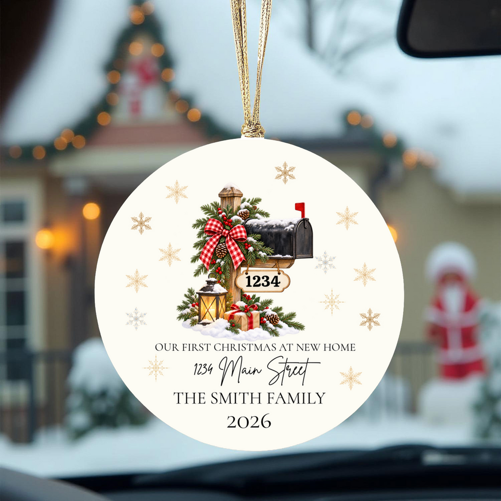 Personalized First Christmas in New Home Ornament, Custom Address Mailbox Christmas Decoration, New Homeowner Gift, Housewarming Keepsake