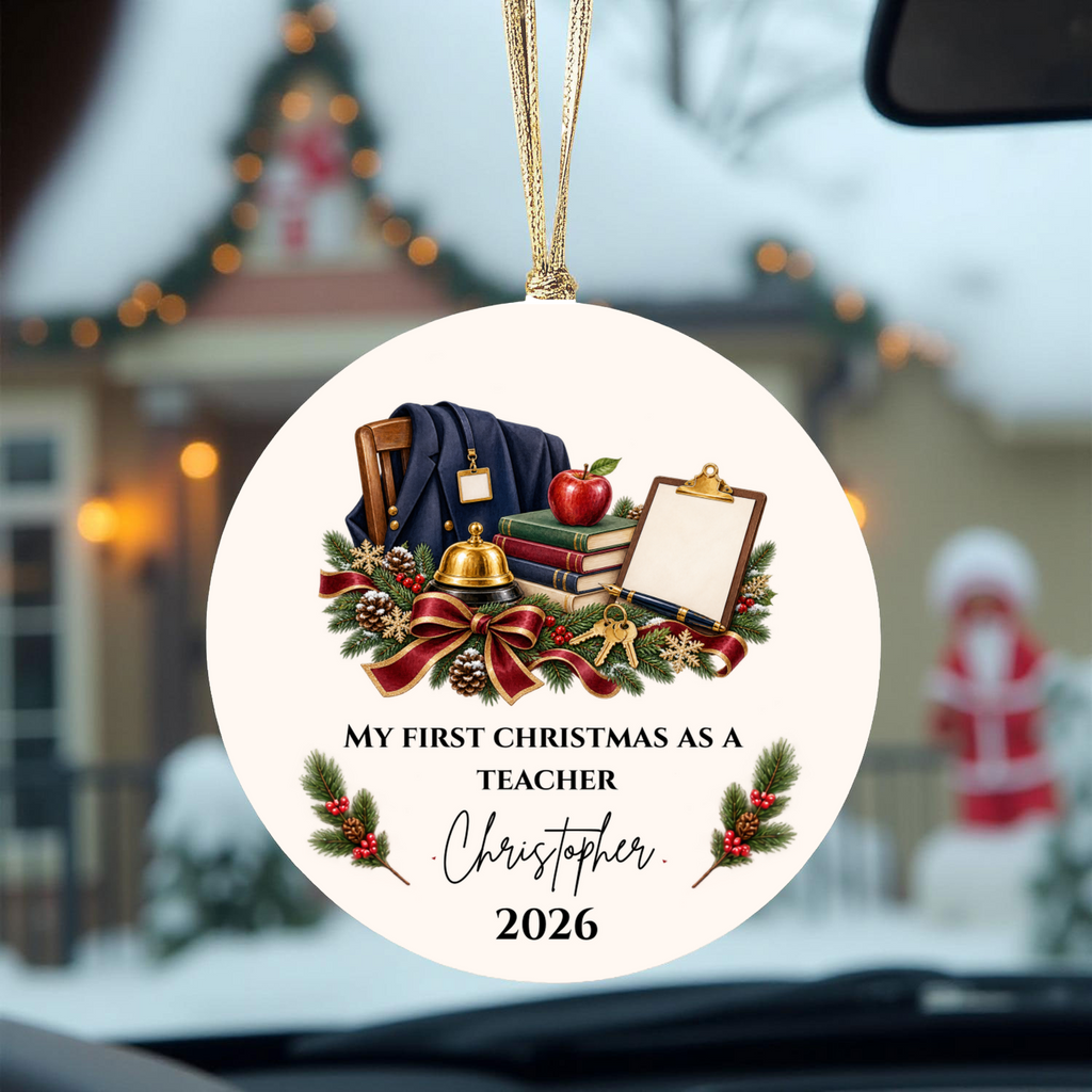 Personalized Teacher Christmas Ornament, First Christmas as a Teacher Gift, Custom Teacher Name Ornament, Teacher Appreciation Keepsake
