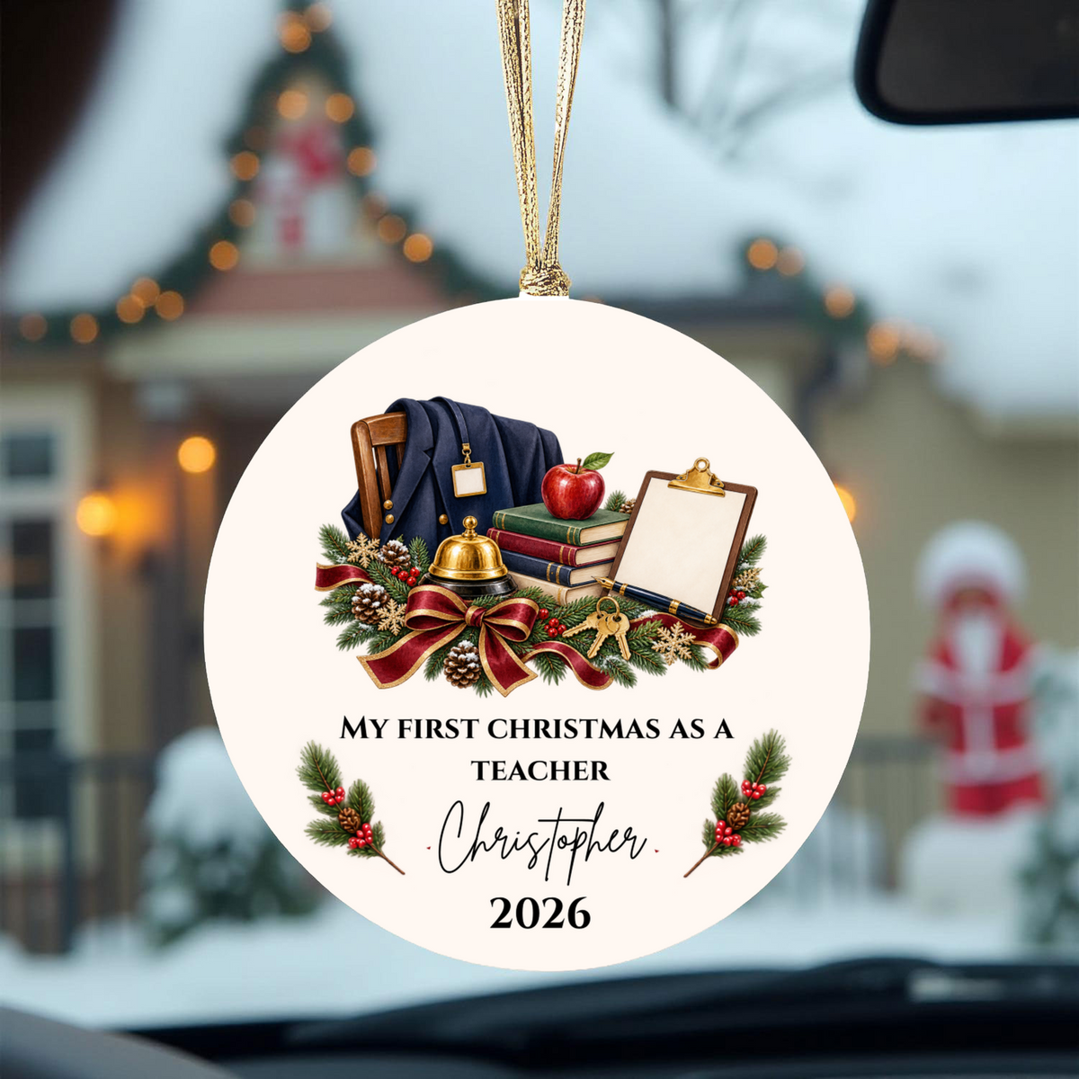 Personalized Teacher Christmas Ornament, First Christmas as a Teacher Gift, Custom Teacher Name Ornament, Teacher Appreciation Keepsake