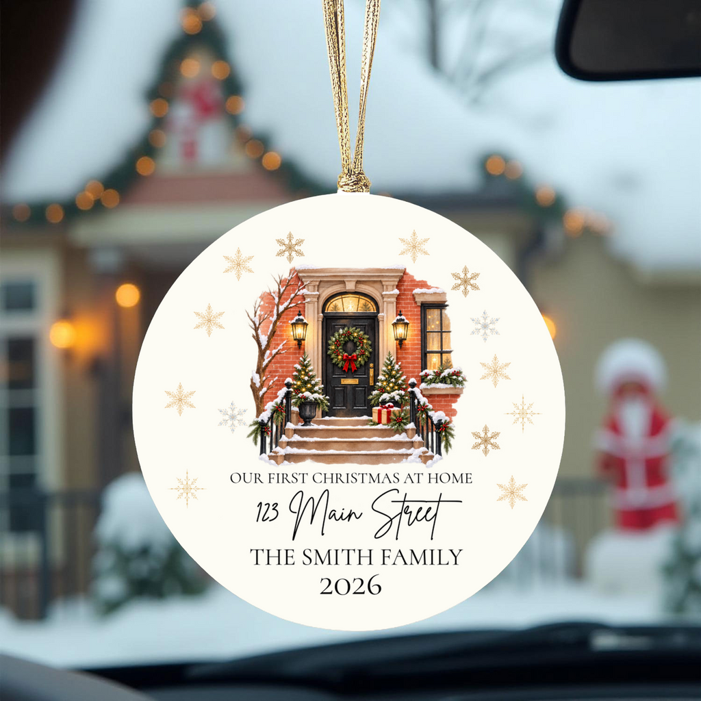 Personalized First Christmas in New Home Ornament, Custom Address Christmas Ornament, New Homeowner Gift, Family Housewarming Keepsake