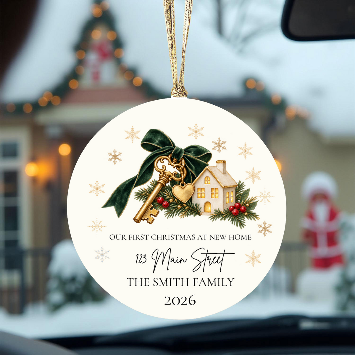 Personalized First Christmas in New Home Ornament, Custom House Key Christmas Decoration, New Homeowner Gift, Housewarming Keepsake