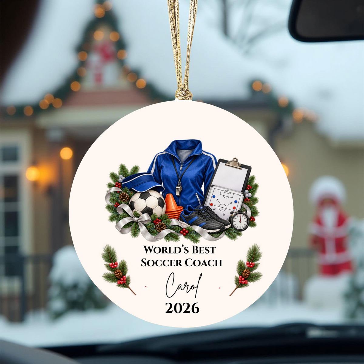 Personalized Soccer Coach Ornament, Custom Football Coach Christmas Gift, Coach Appreciation Gift for Men Women, Name Year Keepsake