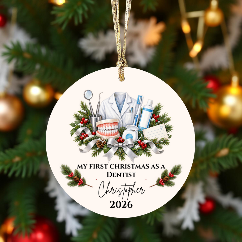 Personalized Dentist Christmas Ornament, First Christmas as a Dentist, Dental School Graduation Gift, Custom Dentist Name Ornament