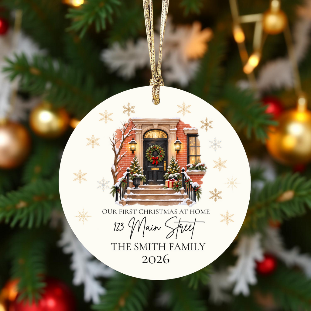 Personalized First Christmas in New Home Ornament, Custom Address Christmas Ornament, New Homeowner Gift, Family Housewarming Keepsake