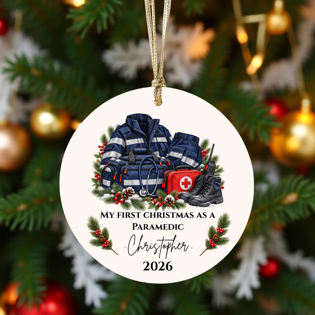 Personalized Paramedic Christmas Ornament, Custom EMT Gift, First Christmas as a Paramedic, EMS First Responder Appreciation Keepsake