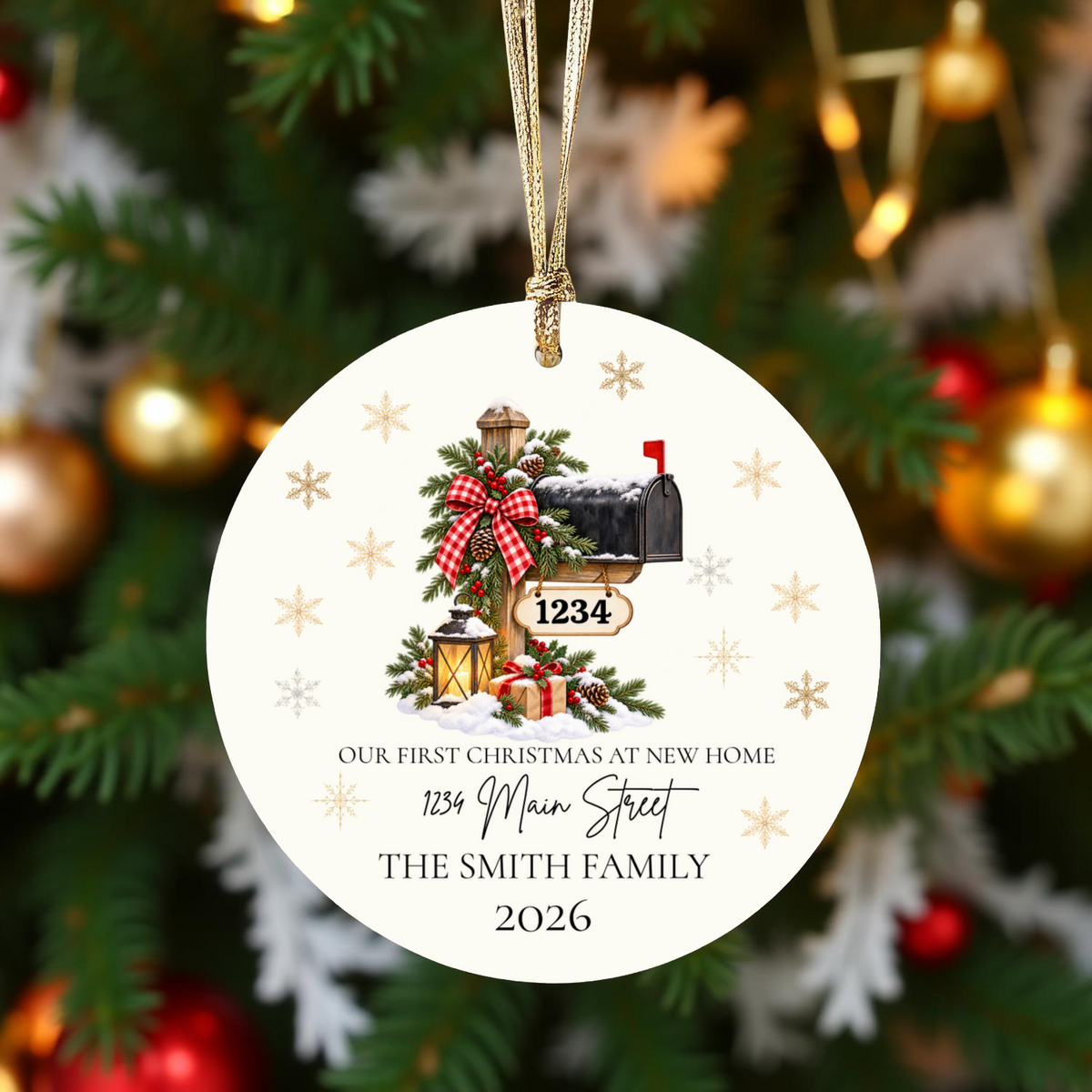 Personalized First Christmas in New Home Ornament, Custom Address Mailbox Christmas Decoration, New Homeowner Gift, Housewarming Keepsake