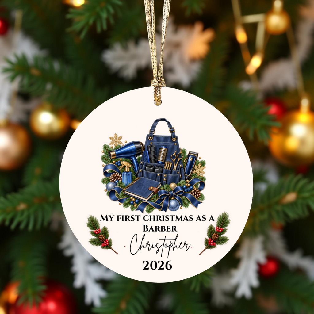 Personalized Hairstylist, Barber Christmas Ornament, First Christmas as a Hairdresser, Custom Hair Stylist Gift, Cosmetologist Graduation Keepsake