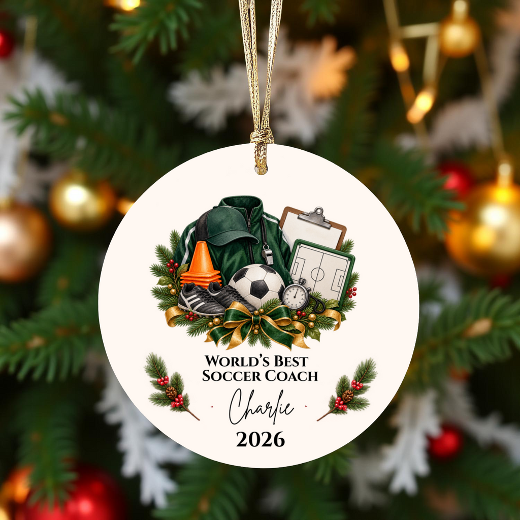 Personalized Soccer Coach Ornament, Custom Football Coach Christmas Gift, Coach Appreciation Gift for Men Women, Name Year Keepsake