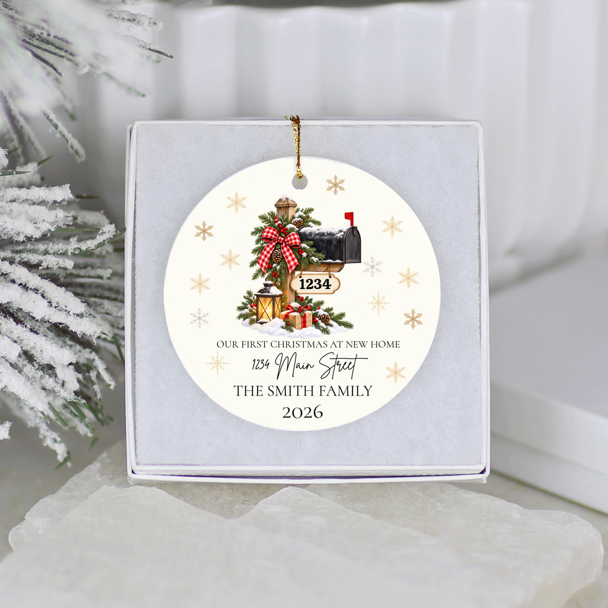 Personalized First Christmas in New Home Ornament, Custom Address Mailbox Christmas Decoration, New Homeowner Gift, Housewarming Keepsake