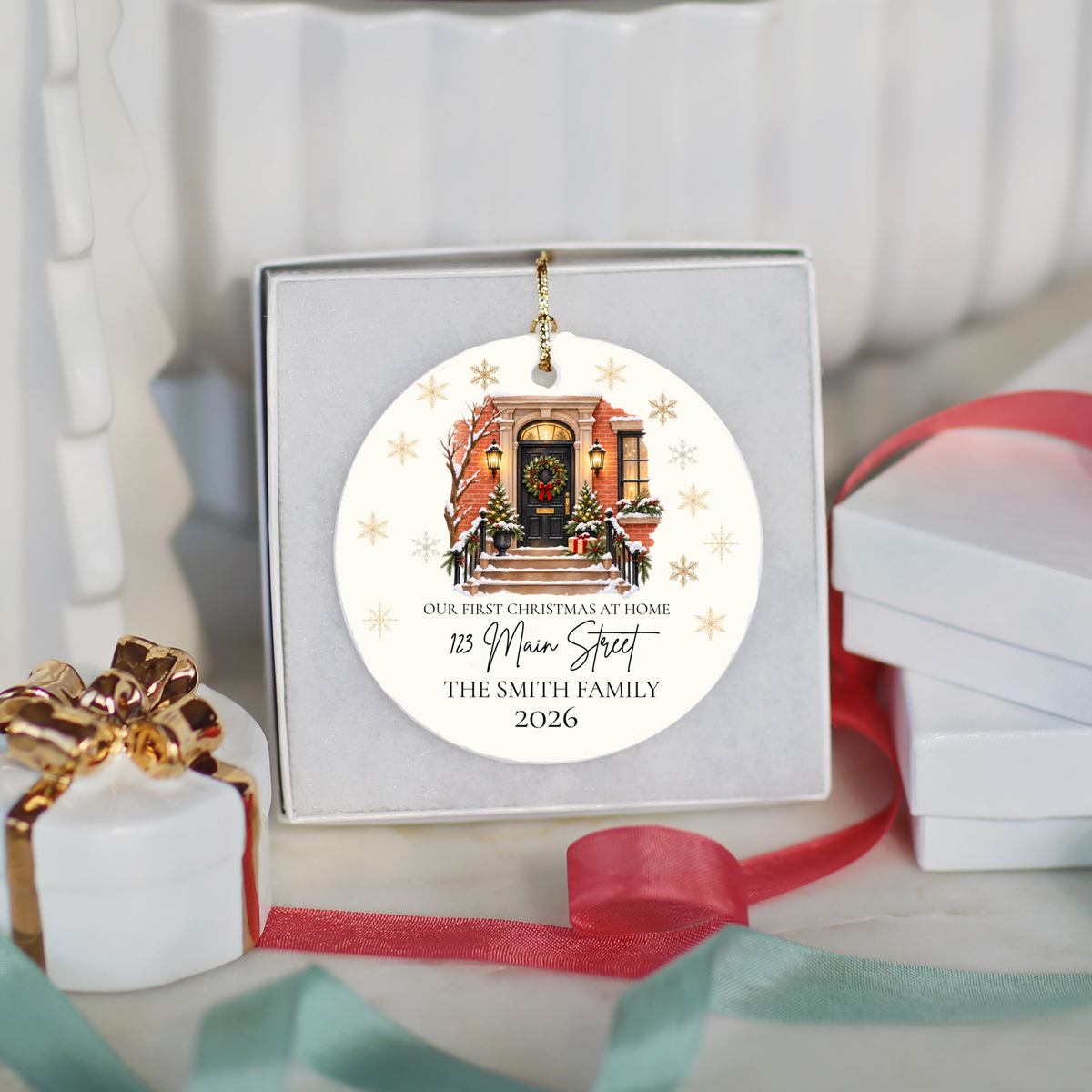 Personalized First Christmas in New Home Ornament, Custom Address Christmas Ornament, New Homeowner Gift, Family Housewarming Keepsake