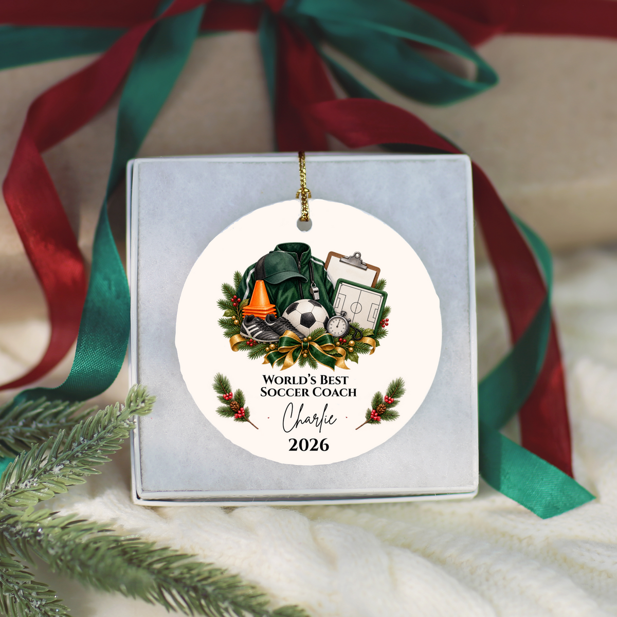 Personalized Soccer Coach Ornament, Custom Football Coach Christmas Gift, Coach Appreciation Gift for Men Women, Name Year Keepsake