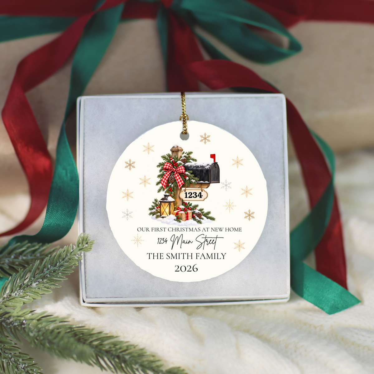 Personalized First Christmas in New Home Ornament, Custom Address Mailbox Christmas Decoration, New Homeowner Gift, Housewarming Keepsake