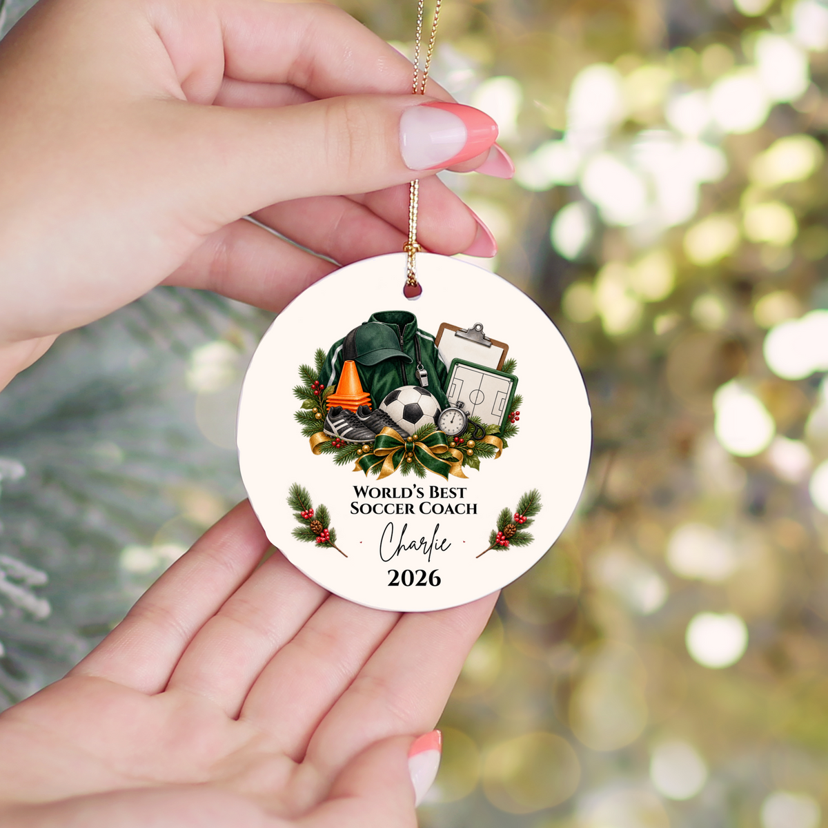 Personalized Soccer Coach Ornament, Custom Football Coach Christmas Gift, Coach Appreciation Gift for Men Women, Name Year Keepsake