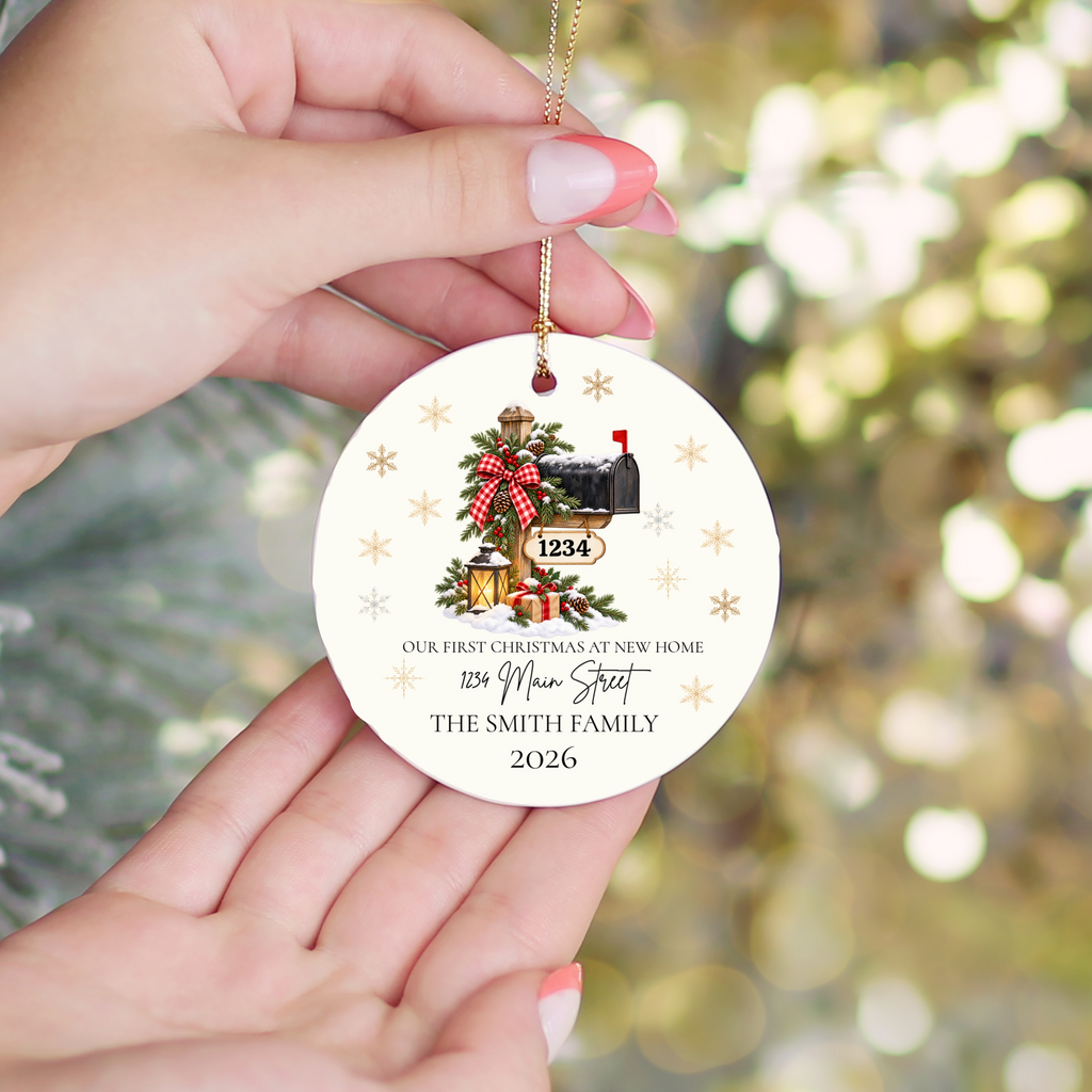 Personalized First Christmas in New Home Ornament, Custom Address Mailbox Christmas Decoration, New Homeowner Gift, Housewarming Keepsake