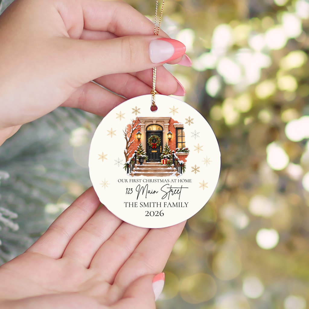 Personalized First Christmas in New Home Ornament, Custom Address Christmas Ornament, New Homeowner Gift, Family Housewarming Keepsake