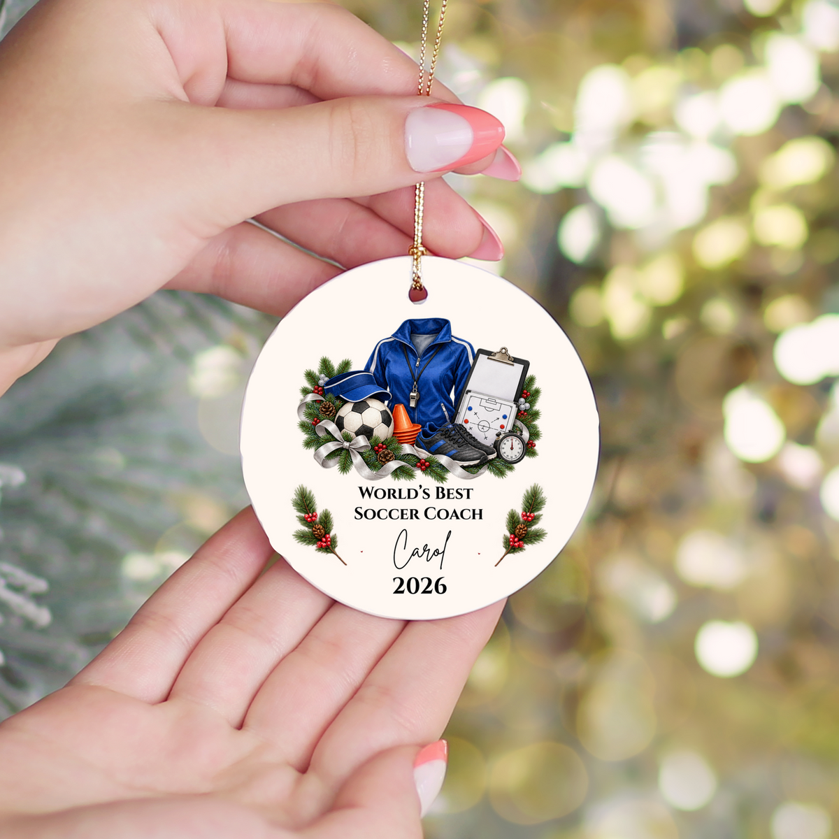 Personalized Soccer Coach Ornament, Custom Football Coach Christmas Gift, Coach Appreciation Gift for Men Women, Name Year Keepsake