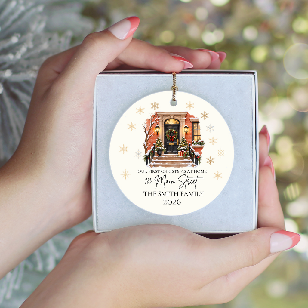Personalized First Christmas in New Home Ornament, Custom Address Christmas Ornament, New Homeowner Gift, Family Housewarming Keepsake