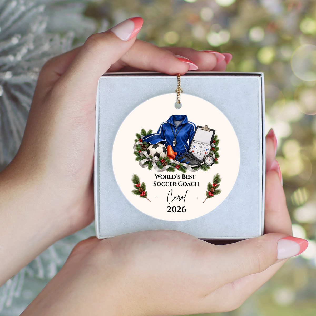 Personalized Soccer Coach Ornament, Custom Football Coach Christmas Gift, Coach Appreciation Gift for Men Women, Name Year Keepsake