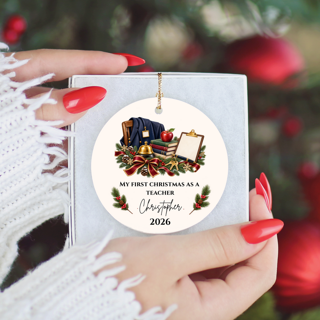 Personalized Teacher Christmas Ornament, First Christmas as a Teacher Gift, Custom Teacher Name Ornament, Teacher Appreciation Keepsake