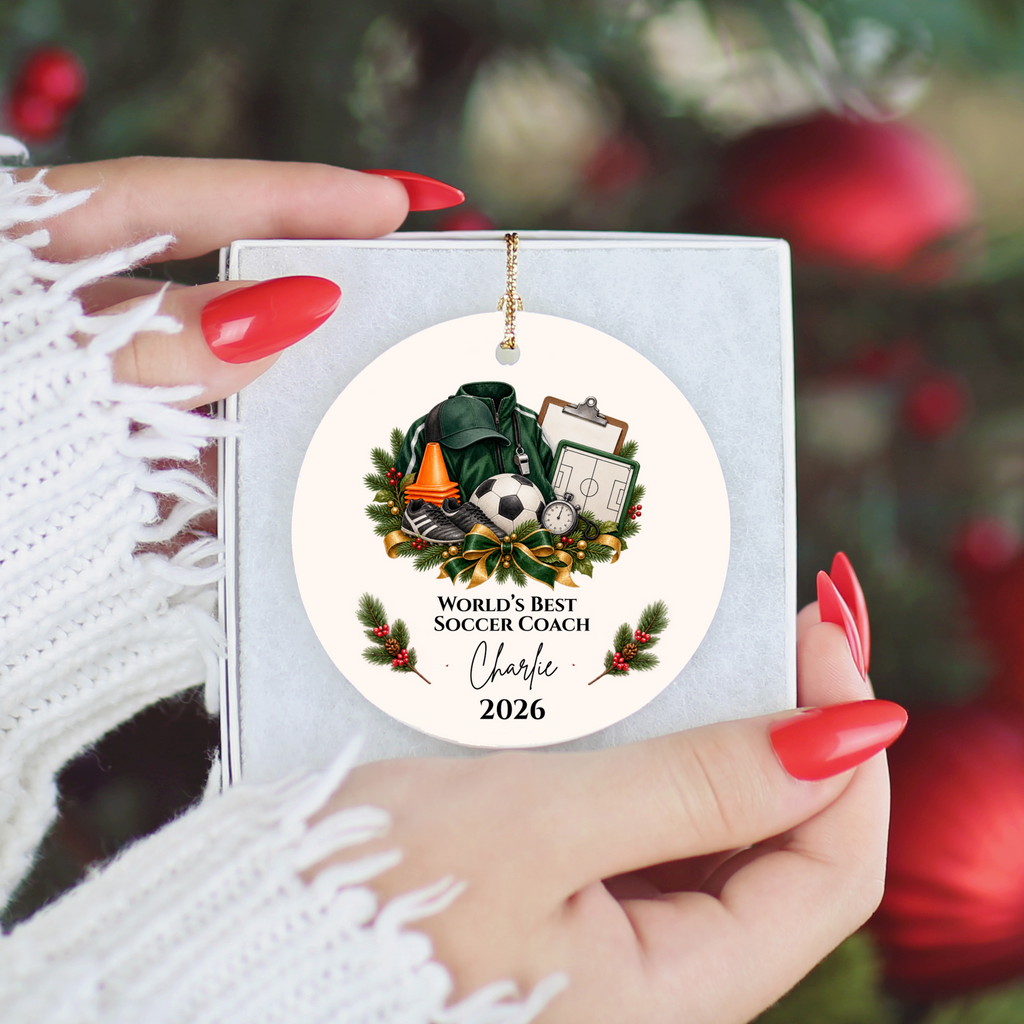 Personalized Soccer Coach Ornament, Custom Football Coach Christmas Gift, Coach Appreciation Gift for Men Women, Name Year Keepsake
