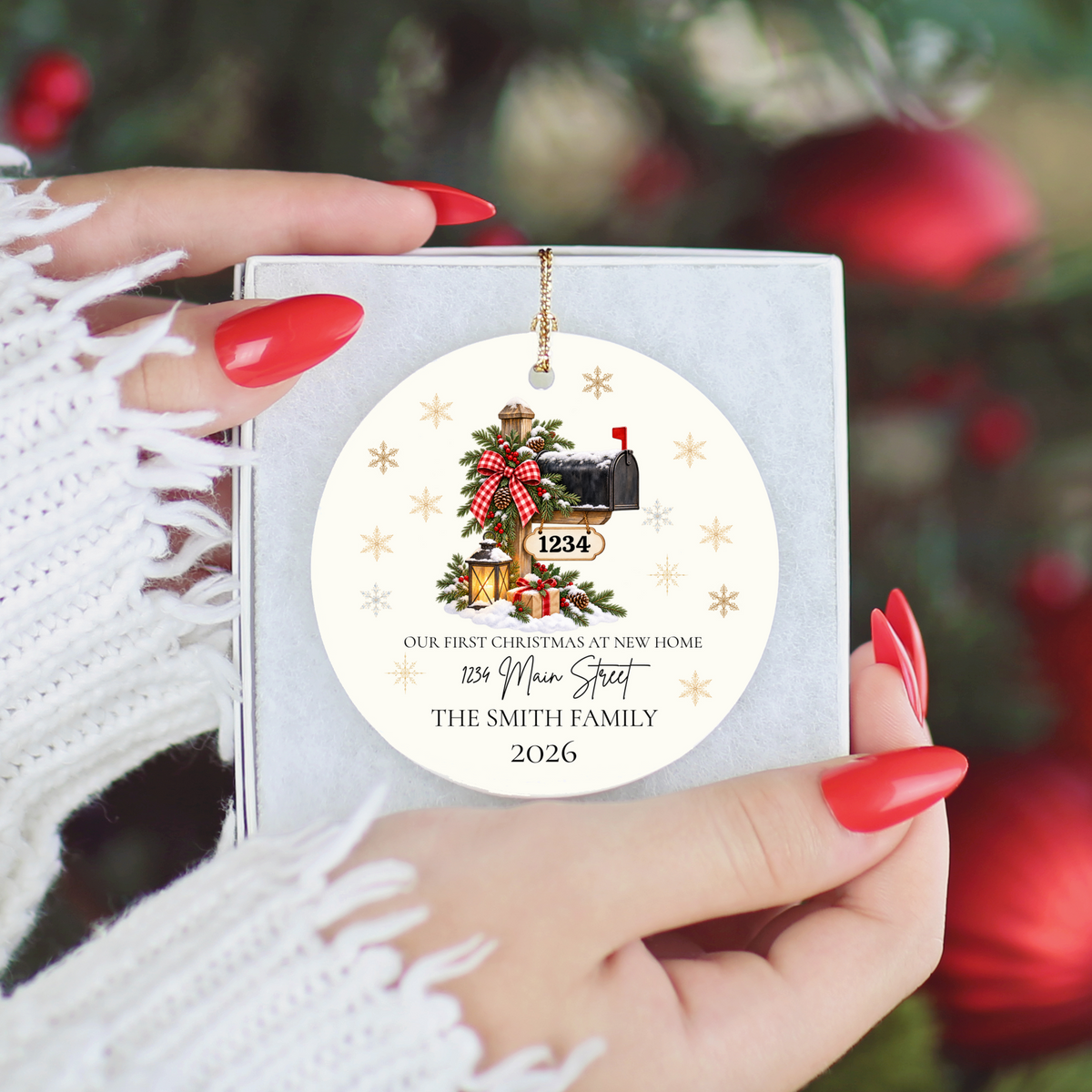 Personalized First Christmas in New Home Ornament, Custom Address Mailbox Christmas Decoration, New Homeowner Gift, Housewarming Keepsake