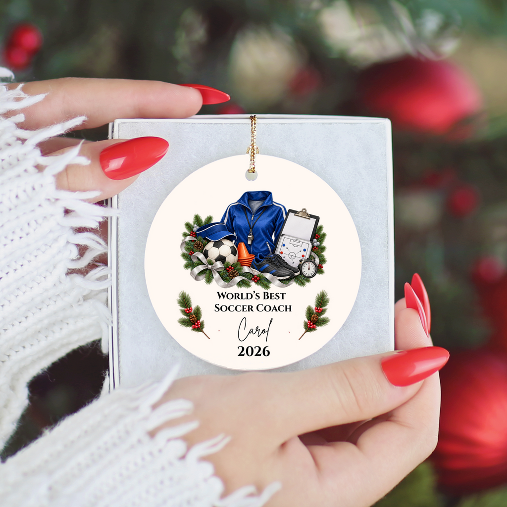 Personalized Soccer Coach Ornament, Custom Football Coach Christmas Gift, Coach Appreciation Gift for Men Women, Name Year Keepsake