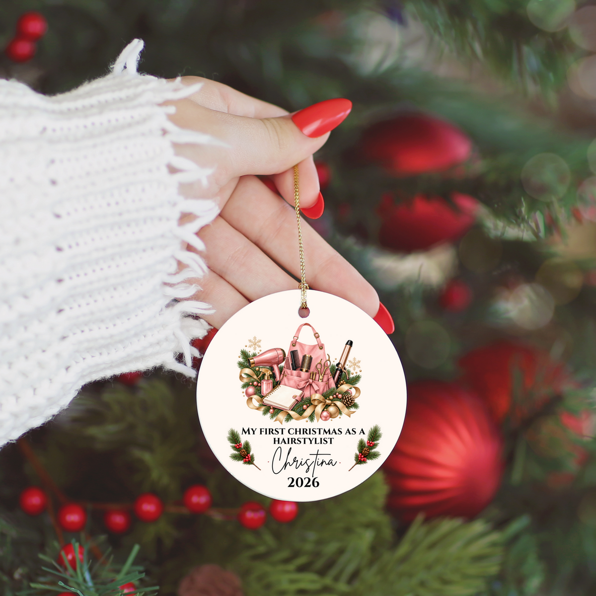 Personalized Hairstylist, Barber Christmas Ornament, First Christmas as a Hairdresser, Custom Hair Stylist Gift, Cosmetologist Graduation Keepsake