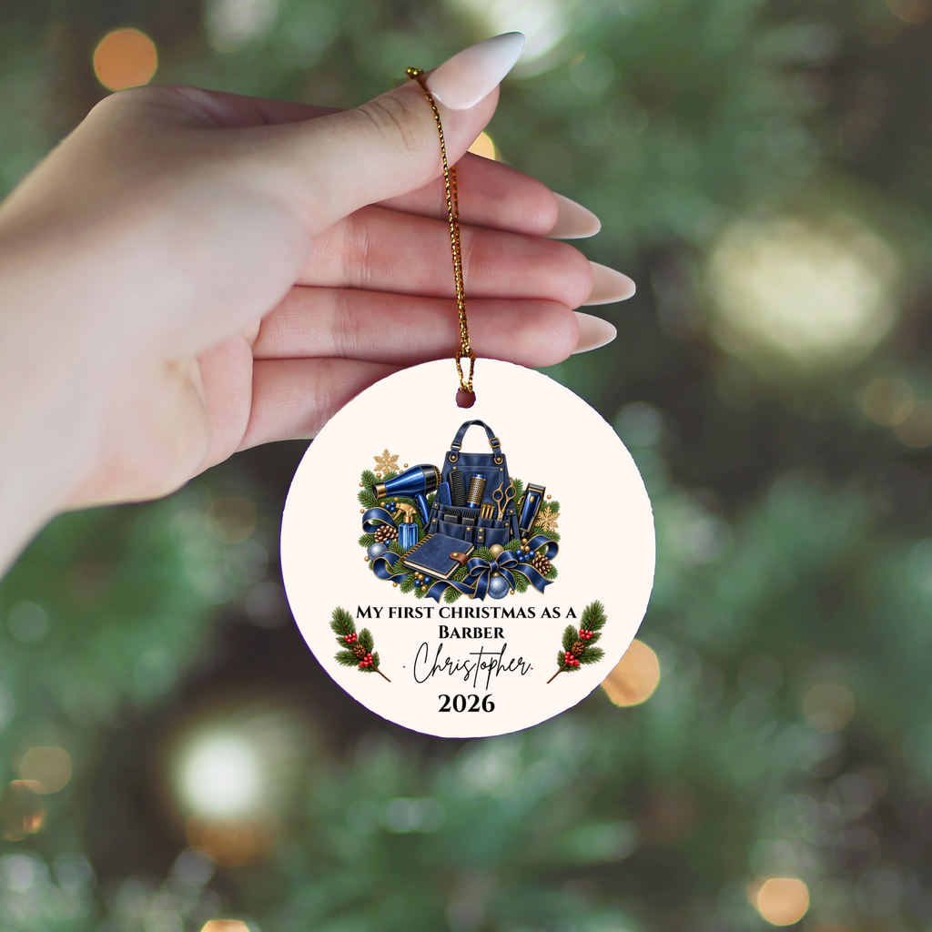 Personalized Hairstylist, Barber Christmas Ornament, First Christmas as a Hairdresser, Custom Hair Stylist Gift, Cosmetologist Graduation Keepsake