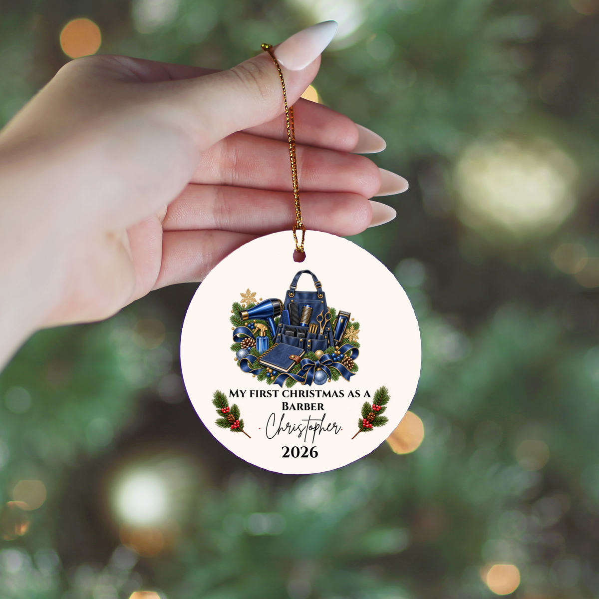 Personalized Hairstylist, Barber Christmas Ornament, First Christmas as a Hairdresser, Custom Hair Stylist Gift, Cosmetologist Graduation Keepsake