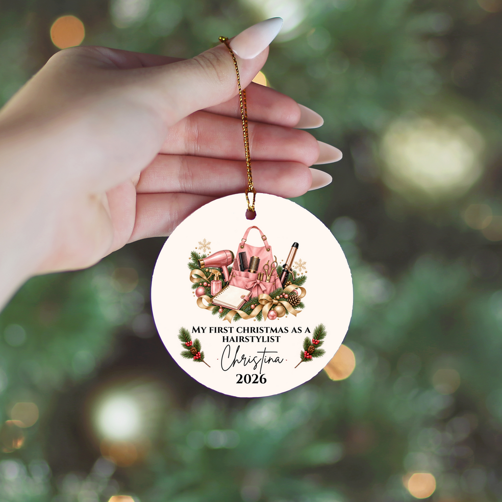 Personalized Hairstylist, Barber Christmas Ornament, First Christmas as a Hairdresser, Custom Hair Stylist Gift, Cosmetologist Graduation Keepsake