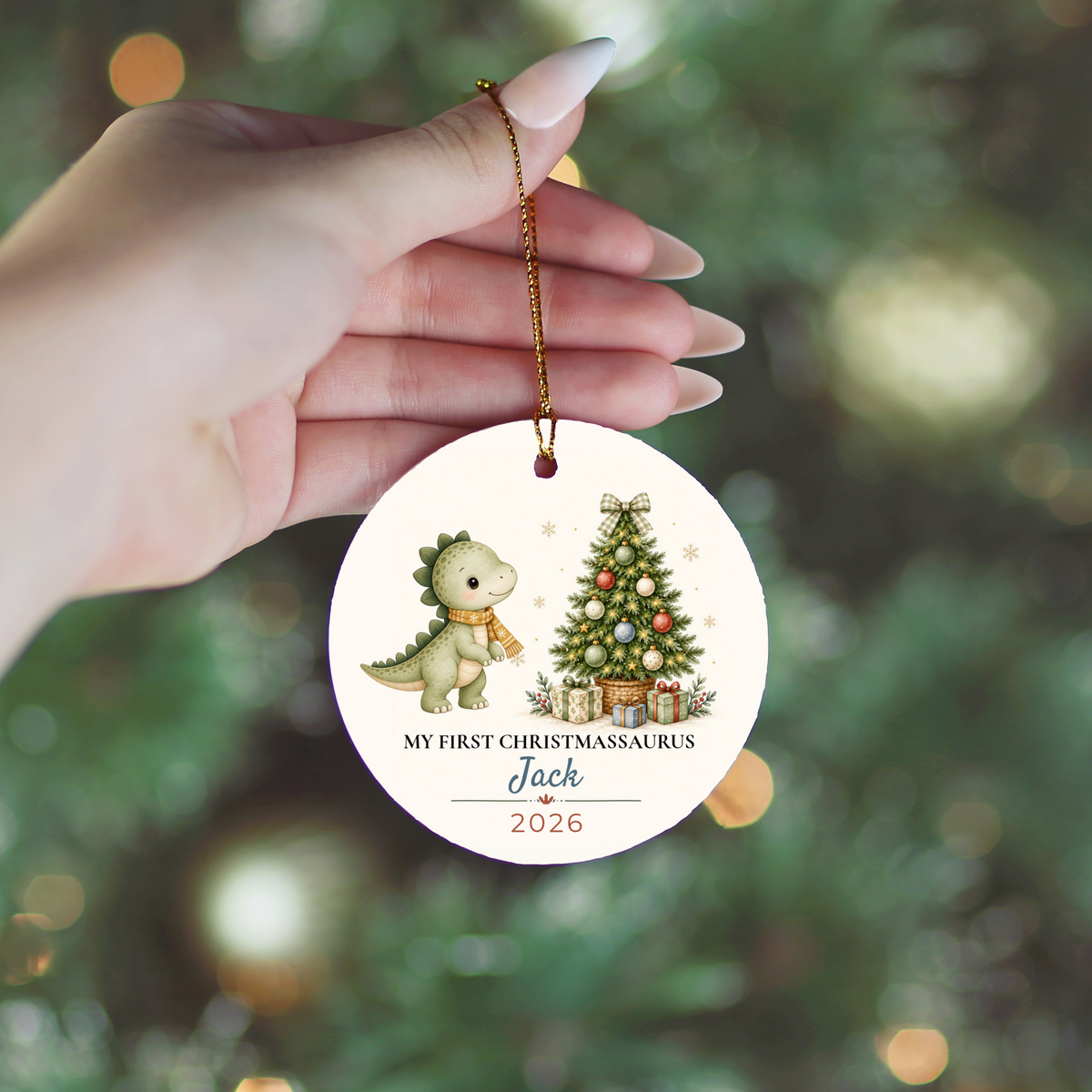 Dinosaur Personalized Christmas Ornament, Baby 1st 2nd 3rd Christmas, Custom Name Year, Cute Christmassaurus Gift