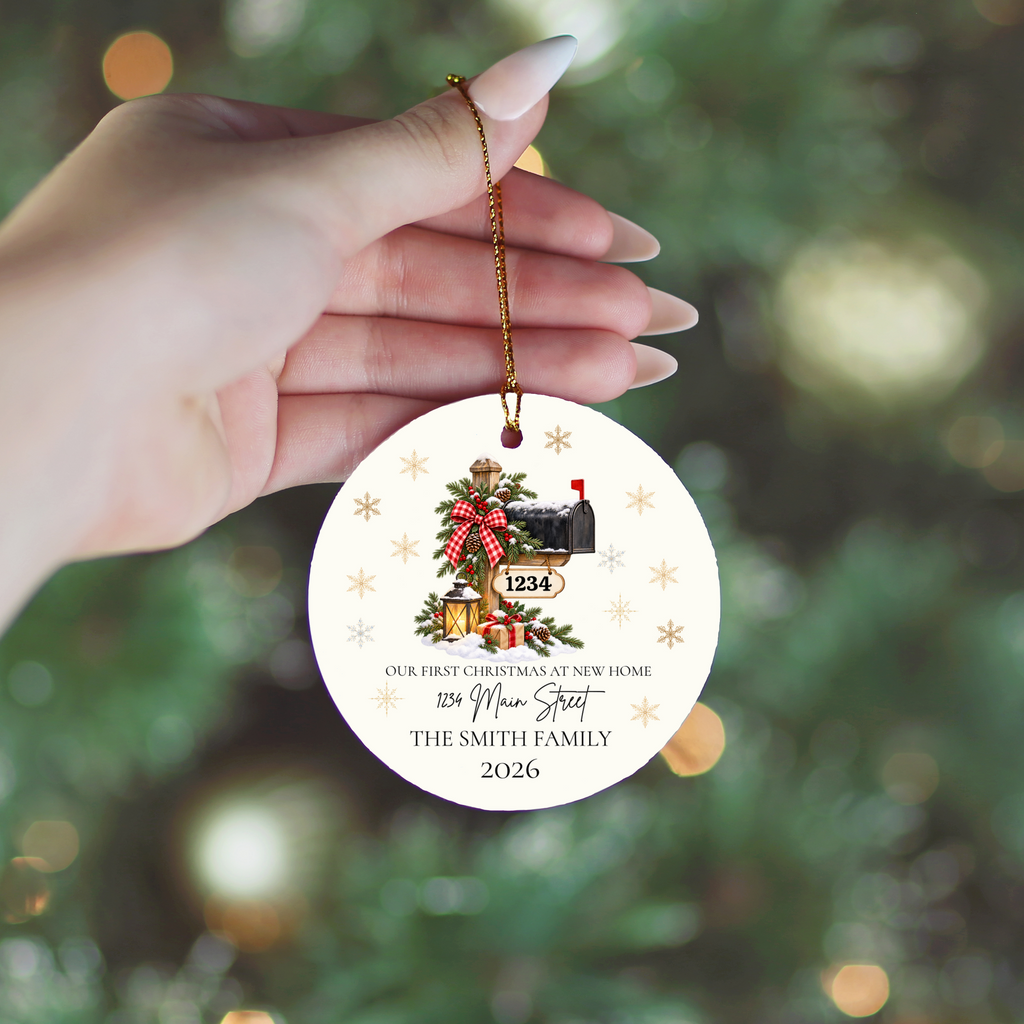 Personalized First Christmas in New Home Ornament, Custom Address Mailbox Christmas Decoration, New Homeowner Gift, Housewarming Keepsake